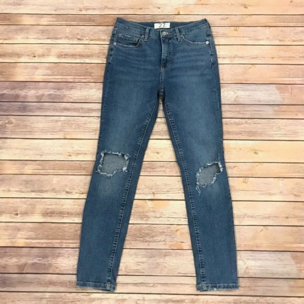 We The Free Busted Knee Skinny Jeans Medium Wash Knee Holes